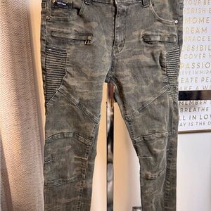 Phat Farm Y2K Slim Camo Moto Jeans - Olive